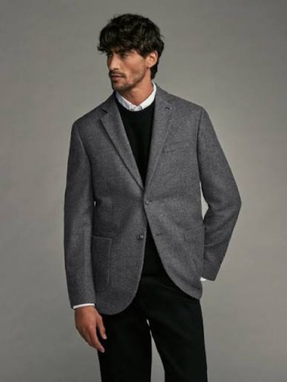 Vintage Classic Tweed Wool Charcoal Blazer for Men